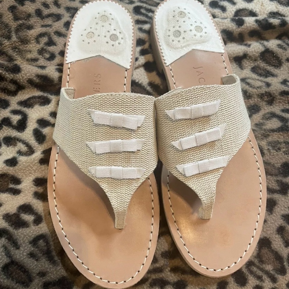 Jack Rogers Macie Bow Thong Size 9 Neutral Beige Super Cute